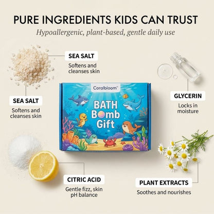 Coralbloom™ – Kids Bath Bomb Gift Set with Surprise Sea Animal Toys, 12-Pack + 50% OFF