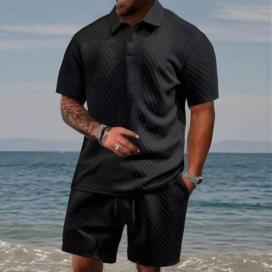 Helmshore™ – Diamond Weave Polo & Shorts Men's 2-Piece Set + 50% OFF