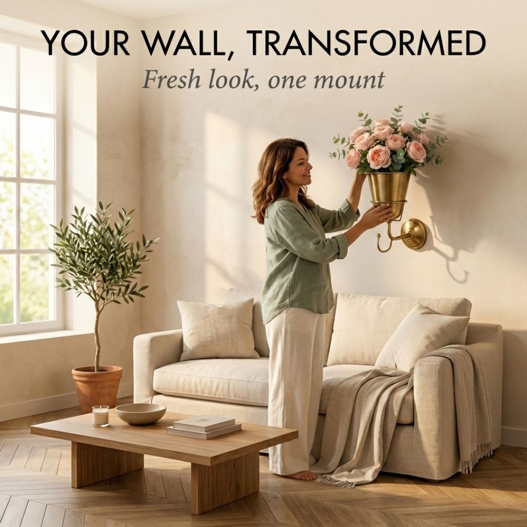 Patina™ – Vintage Brass Wall-Mounted Flower Vase with Hook + 50% OFF