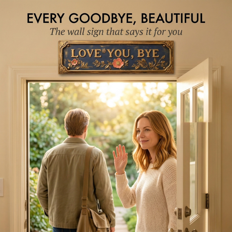 Hearthwick™ – Vintage Floral "Love You, Bye" Metal Wall Sign + 50% OFF