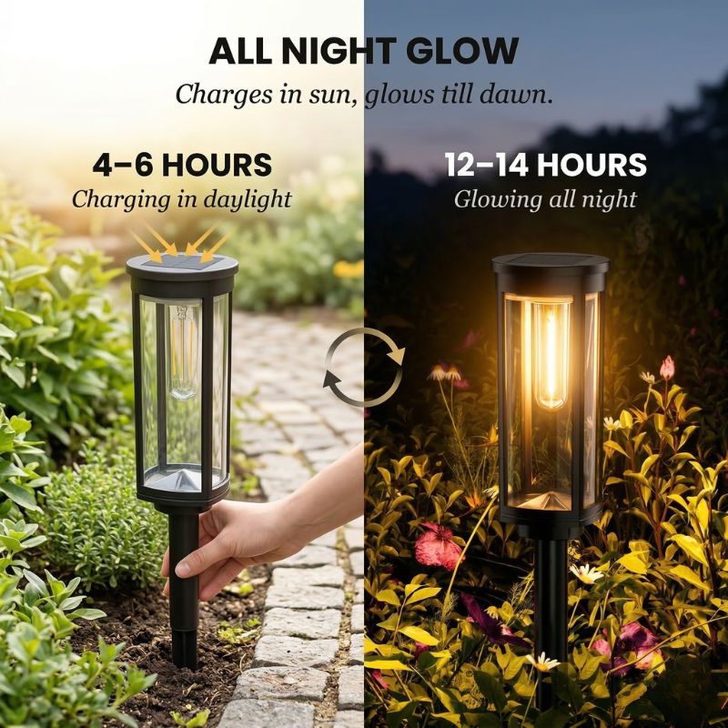 Hearthwick™ – Retro Solar Pathway Lights, 12-14Hr Glow, IP65 Waterproof, 8-Pack + 50% OFF