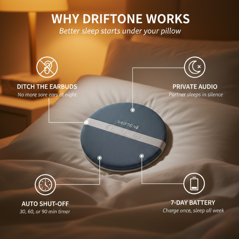 Driftone™ – Ultra-Thin Bluetooth Pillow Speaker for Peaceful Sleep + 50% OFF