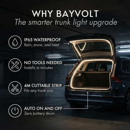 Bayvolt™ – Trimmable LED Strip for Car Trunk, IP65 Waterproof, Warm & Cool White + 50% OFF