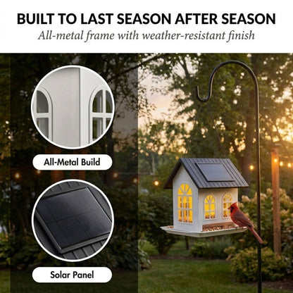 Emberwick™ – Solar House Bird Feeder with Auto Glow Light, All-Metal, 32 oz + 50% OFF