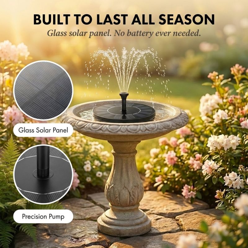 SunPerch™ – Solar Floating Fountain Pump for Bird Baths & Garden Ponds + 50% OFF