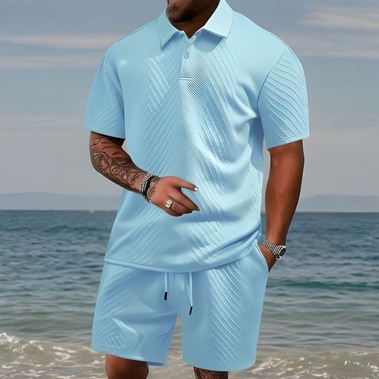 Helmshore™ – Diamond Weave Polo & Shorts Men's 2-Piece Set + 50% OFF