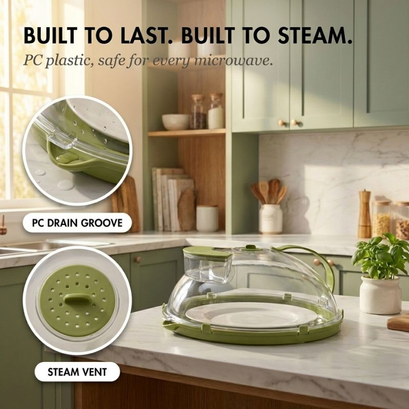 Steamwell™ – Microwave Cover with Water Steamer, Vent & Handle + 50% OFF