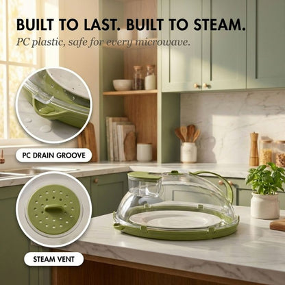 Steamwell™ – Microwave Cover with Water Steamer, Vent & Handle + 50% OFF