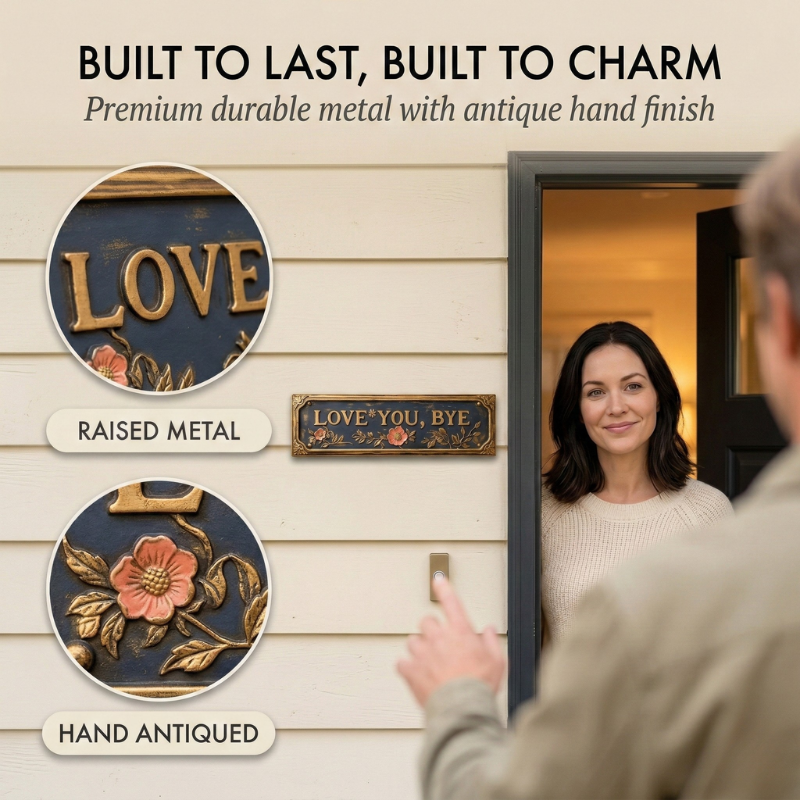 Hearthwick™ – Vintage Floral "Love You, Bye" Metal Wall Sign + 50% OFF