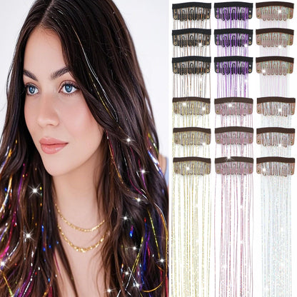 The AuraTinsel Clip-In Highlights - Instant Sparkling, No Chemical Dye, and Reusable + 50% OFF