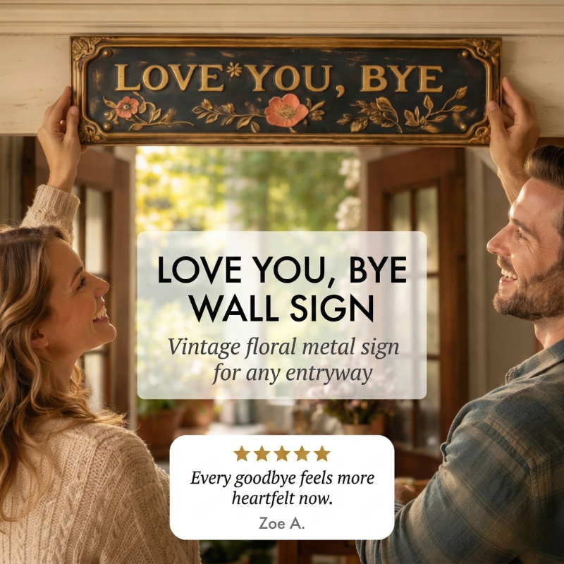 Hearthwick™ – Vintage Floral "Love You, Bye" Metal Wall Sign + 50% OFF