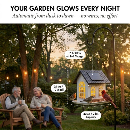 Emberwick™ – Solar House Bird Feeder with Auto Glow Light, All-Metal, 32 oz + 50% OFF
