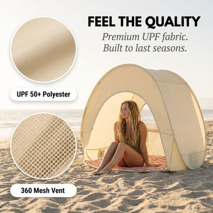 Shorecove™ – Pop-Up Beach Tent with UPF 50+ Sun Protection & 360° Airflow + 50% OFF