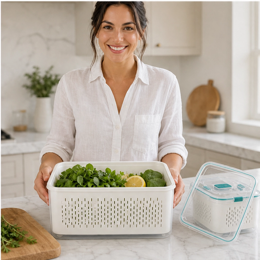 Frostwell – 2-in-1 Draining Airtight Food Storage Container with Divider + 50% OFF