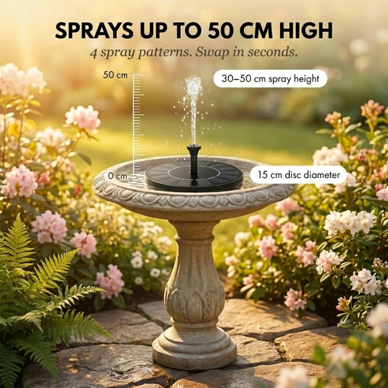 SunPerch™ – Solar Floating Fountain Pump for Bird Baths & Garden Ponds + 50% OFF