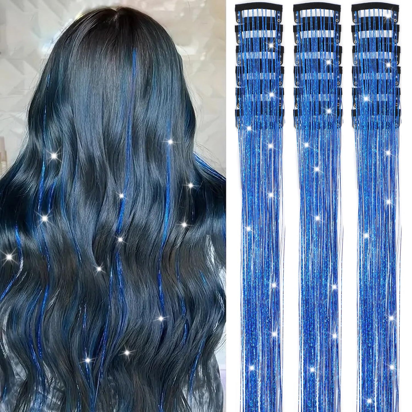 The AuraTinsel Clip-In Highlights - Instant Sparkling, No Chemical Dye, and Reusable + 50% OFF