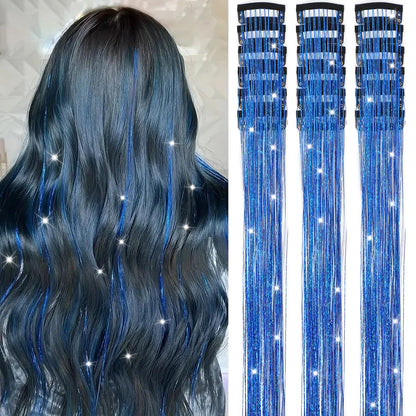 The AuraTinsel Clip-In Highlights - Instant Sparkling, No Chemical Dye, and Reusable + 50% OFF