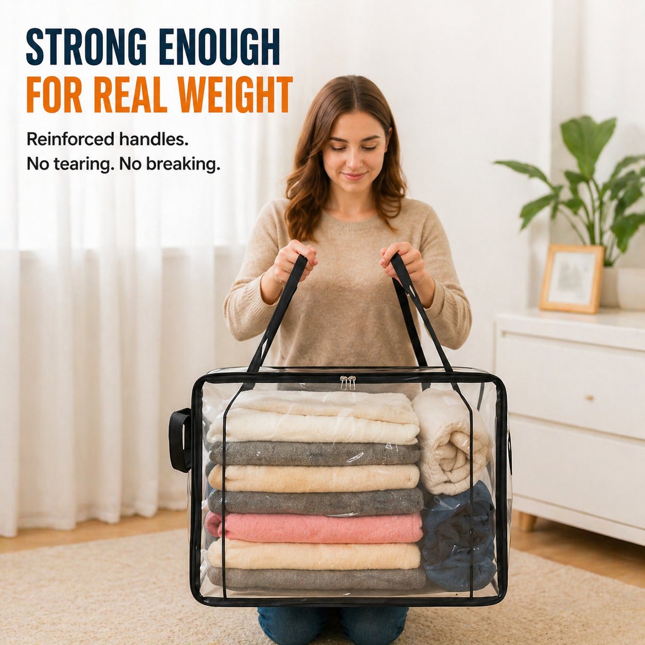 ClearNest™ – Heavy-Duty Clear Stackable Storage Bag for Clothes & Moving + 50% OFF