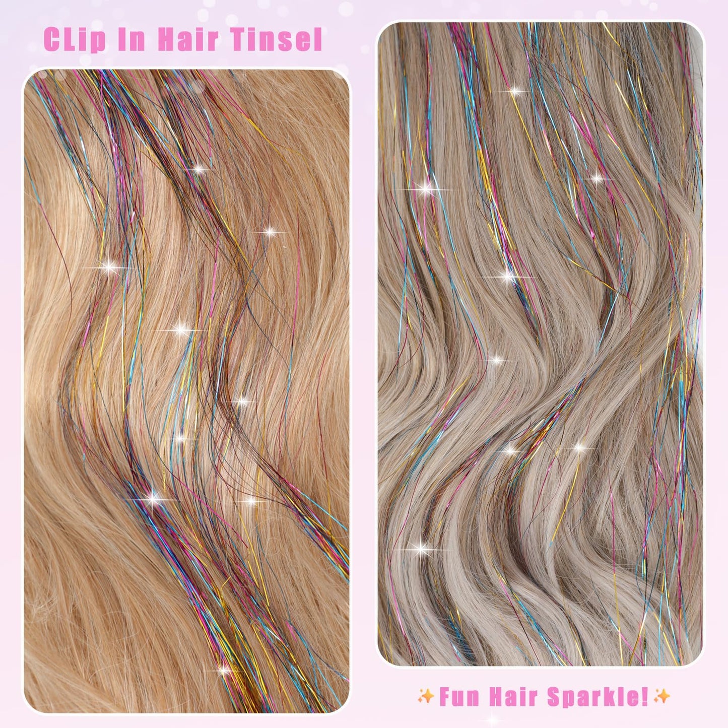 The AuraTinsel Clip-In Highlights - Instant Sparkling, No Chemical Dye, and Reusable + 50% OFF