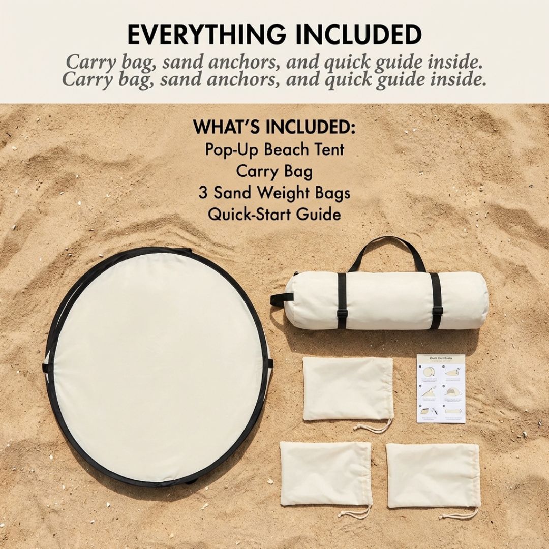 Shorecove™ – Pop-Up Beach Tent with UPF 50+ Sun Protection & 360° Airflow + 50% OFF