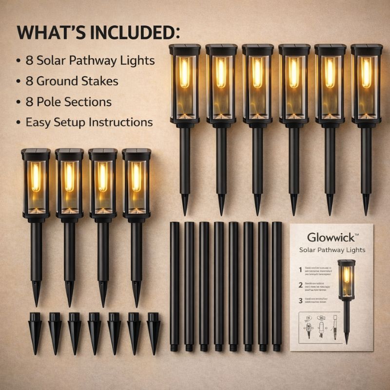Hearthwick™ – Retro Solar Pathway Lights, 12-14Hr Glow, IP65 Waterproof, 8-Pack + 50% OFF