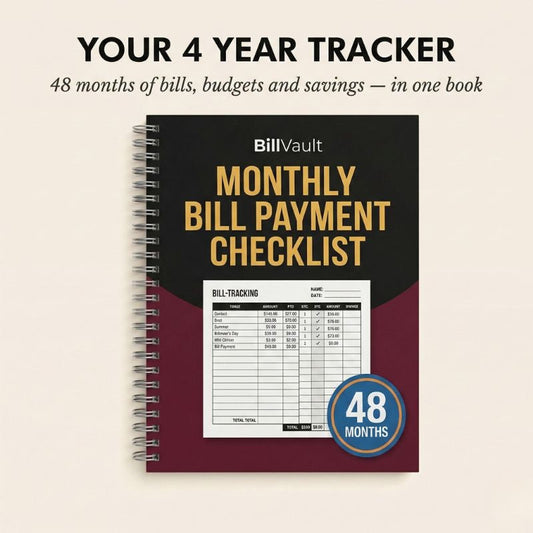 BillVault™ – 48-Month Bill Payment Tracker & Monthly Budget Organizer + 50% OFF