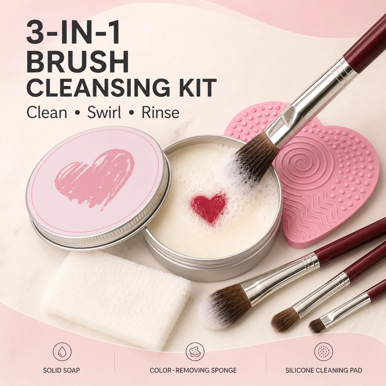 Sudora – Heart-Shaped Brush Cleansing Soap with Silicone Scrub Pad + 50% OFF
