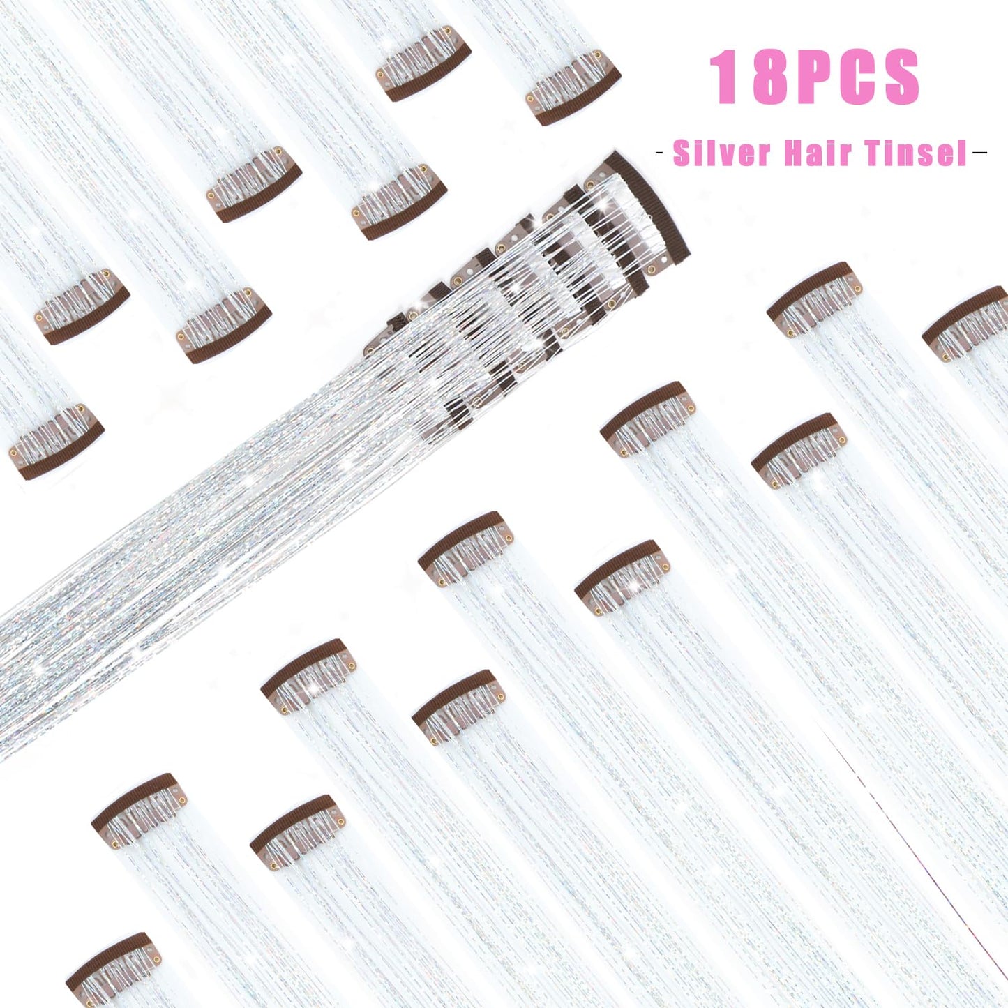 The AuraTinsel Clip-In Highlights - Instant Sparkling, No Chemical Dye, and Reusable + 50% OFF