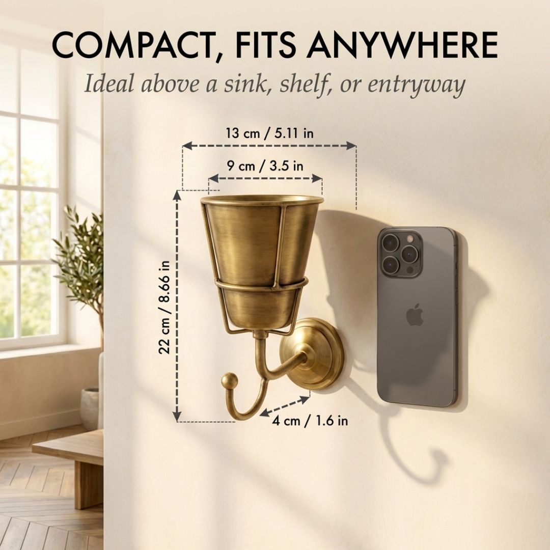 Patina™ – Vintage Brass Wall-Mounted Flower Vase with Hook + 50% OFF