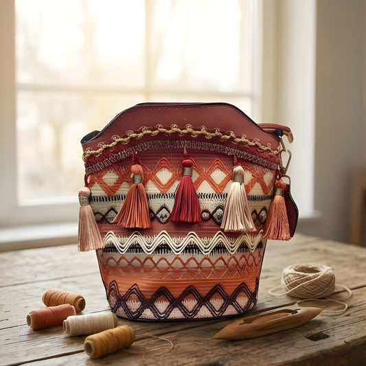 Threadwell™ – Woven Saddle Blanket Boho Tassel Crossbody Bag + 50% OFF