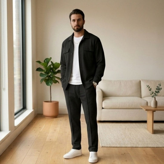 Harlow™ – Waffle-Knit Shirt Jacket & Straight-Leg Pants 2-Piece Set for Men + 50% OFF