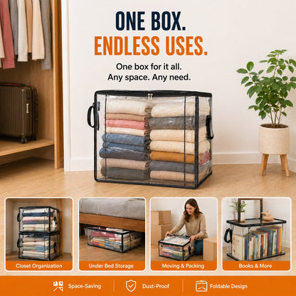 ClearNest™ – Heavy-Duty Clear Stackable Storage Bag for Clothes & Moving + 50% OFF