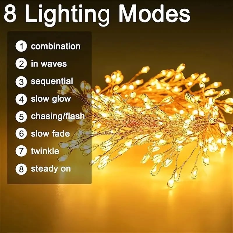 The SparkleWave Fairy Lights - IP44 Waterproof, 8 Dynamic Modes, and Energy Efficient + 50% OFF