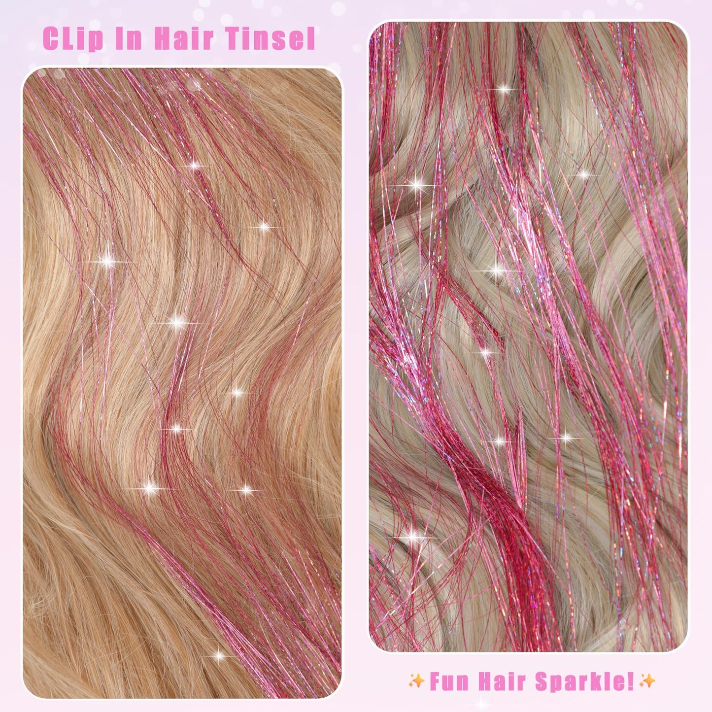 The AuraTinsel Clip-In Highlights - Instant Sparkling, No Chemical Dye, and Reusable + 50% OFF