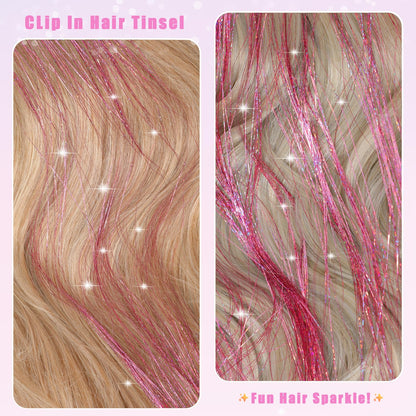 The AuraTinsel Clip-In Highlights - Instant Sparkling, No Chemical Dye, and Reusable + 50% OFF