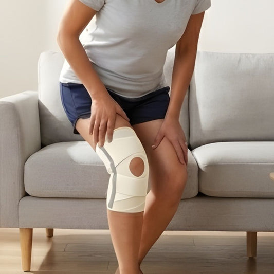 FlexAnchor™ – Open-Patella Knee Brace with V-Strap Support & Spring Stabilizers + 50% OFF