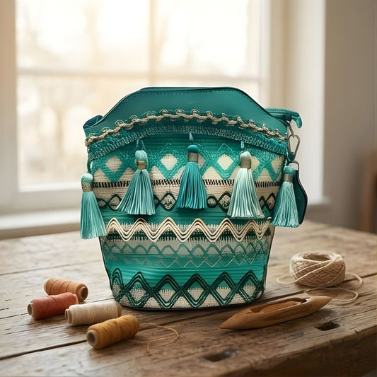 Threadwell™ – Woven Saddle Blanket Boho Tassel Crossbody Bag + 50% OFF