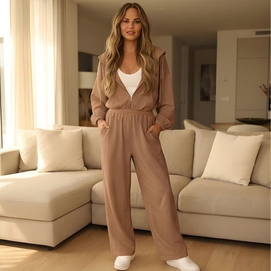 Easwick™ – Zip-Up Cropped Hoodie & Wide-Leg Pants Women's Lounge Set + 50% OFF