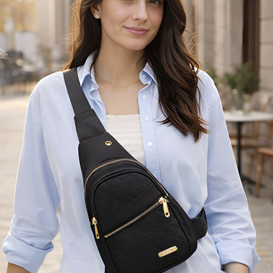 Roamwell™ – Quilted Crossbody Sling Bag for Women | Waterproof, Multi-Pocket, Adjustable Strap + 50% OFFF