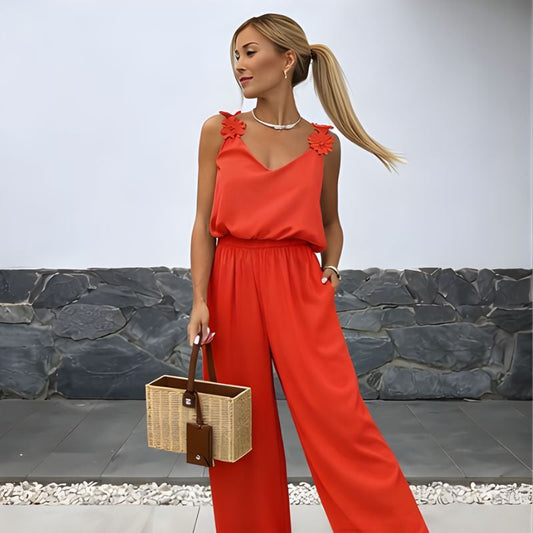 Fleurova™ – Floral Strap Wide-Leg Sleeveless Jumpsuit for Women + 50% OFF