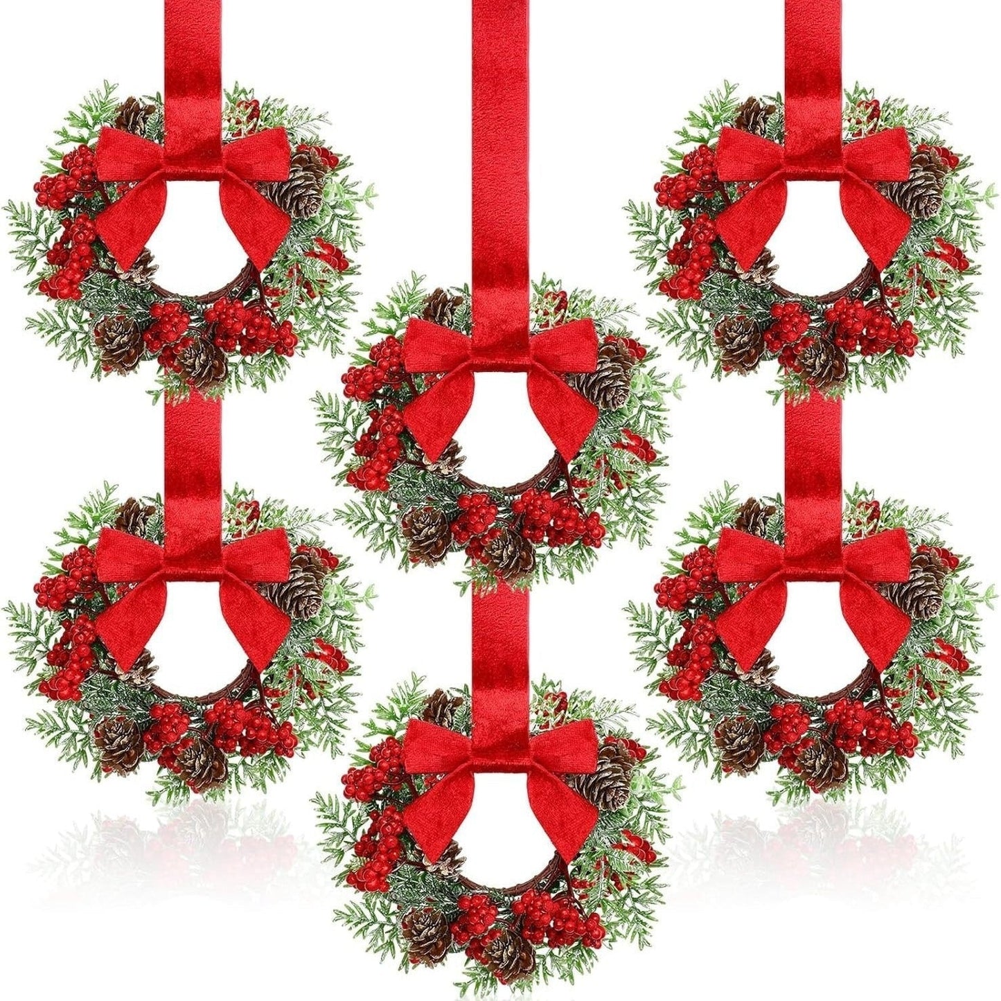 The FestiveFarmhouse Wreath Set - Christmas Charm in a 6-Pack + 50% OFF
