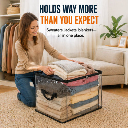 ClearNest™ – Heavy-Duty Clear Stackable Storage Bag for Clothes & Moving + 50% OFF
