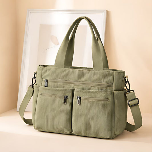 Tuckwell™ – Corduroy Multi-Pocket Tote Bag with Crossbody Strap + 50% OFF