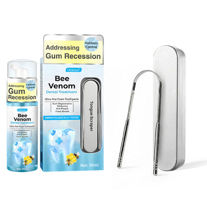 The MicroSmile Gum Restoration Kit - Bee Venom Mousse, Tongue Scraper, and FDA-Approved Healing + 50% OFF