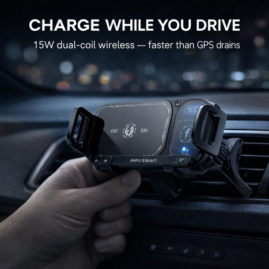 Drivolt™ – 15W Dual-Coil Wireless Fast Charging Auto-Clamping Car Phone Mount + 50% OFF
