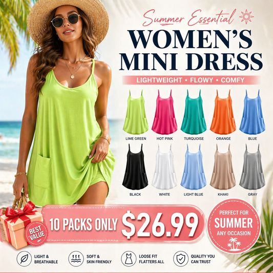 Solene™ – Flowy Sleeveless Mini Dress with Built-in Shorts & Pockets + 50% OFF