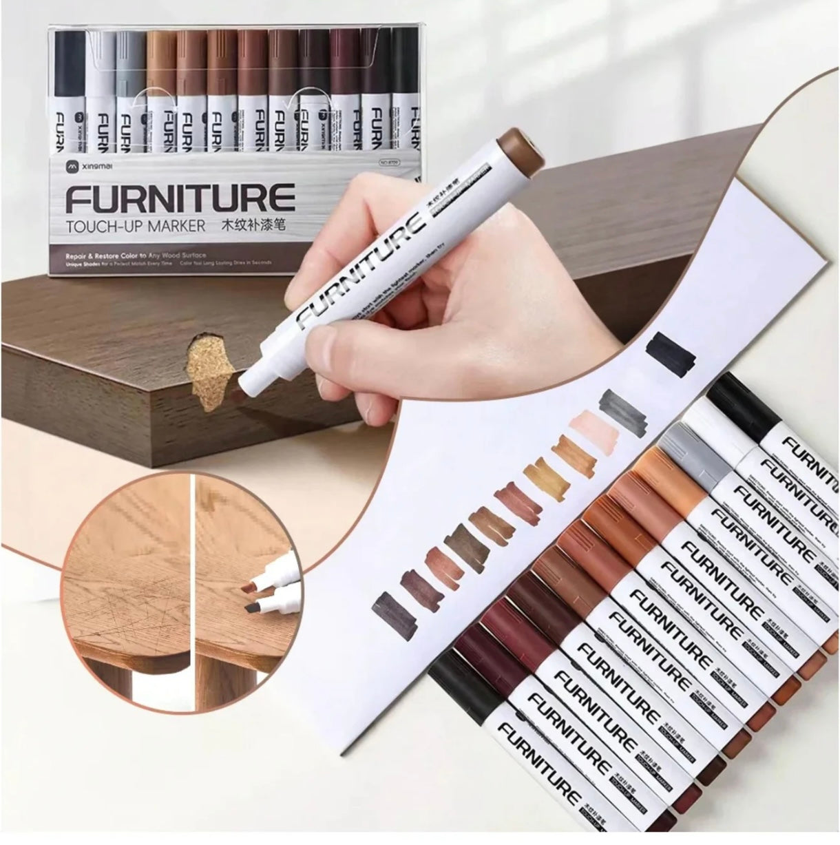 The AuraFix Furniture Kit – Wood Repair Marker Set for Instant Restoration + 50% OFF
