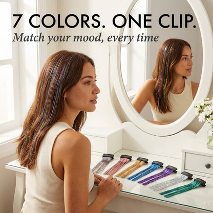 Glissen™ – Clip-In Tinsel Hair Extensions | Heat-Resistant | Reusable + 1+1 FREE