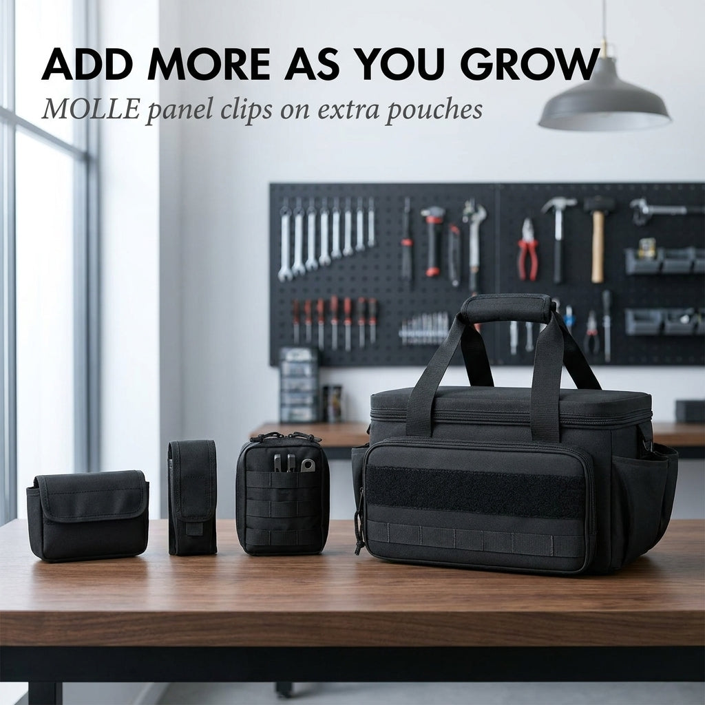 Haulcraft™ – Heavy-Duty Canvas Tool Bag with MOLLE Panel & Padded Dual Handles + 50% OFF