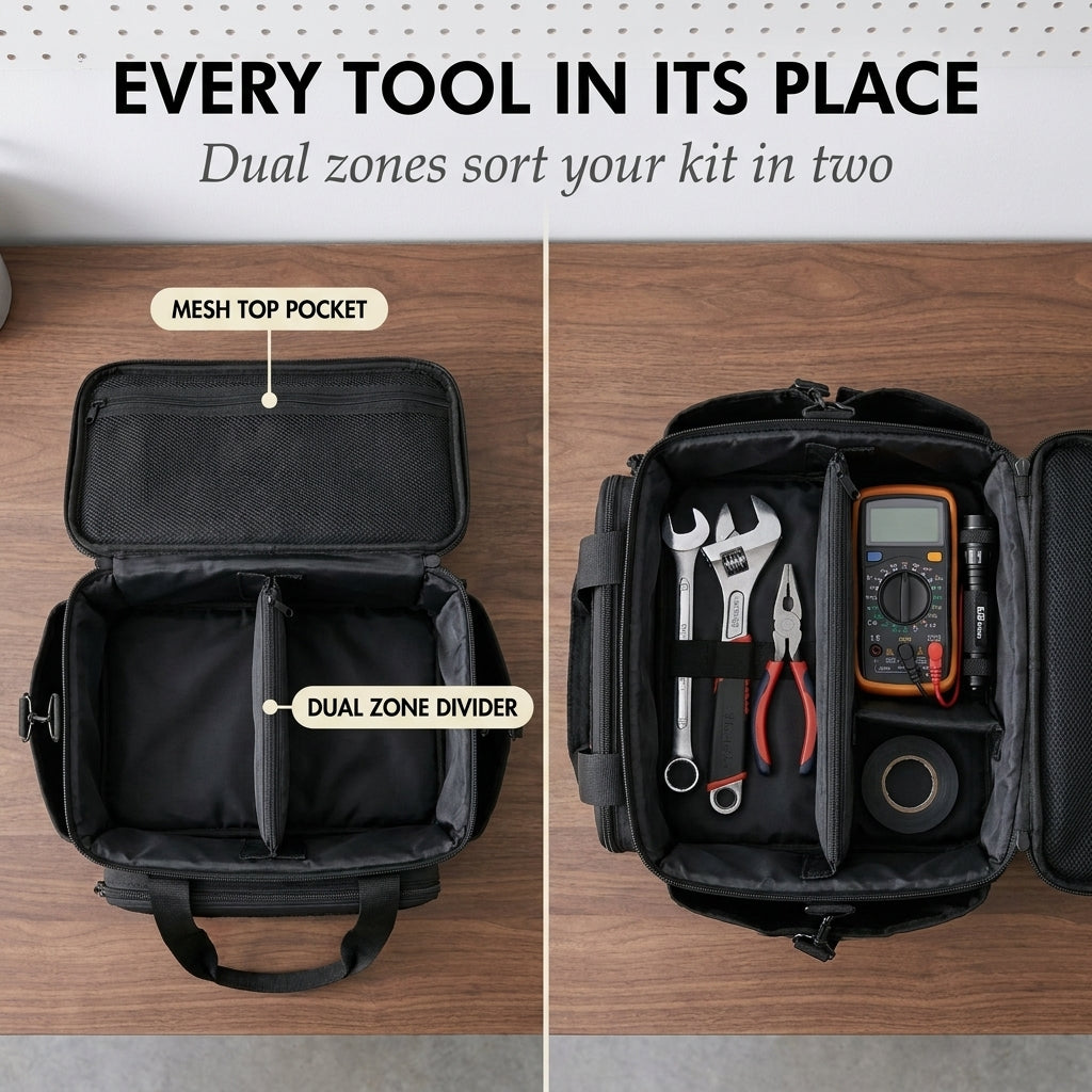 Haulcraft™ – Heavy-Duty Canvas Tool Bag with MOLLE Panel & Padded Dual Handles + 50% OFF